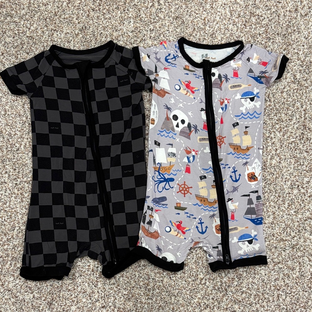 Little Sleepies Shorty Sz 12-18M checks pirates